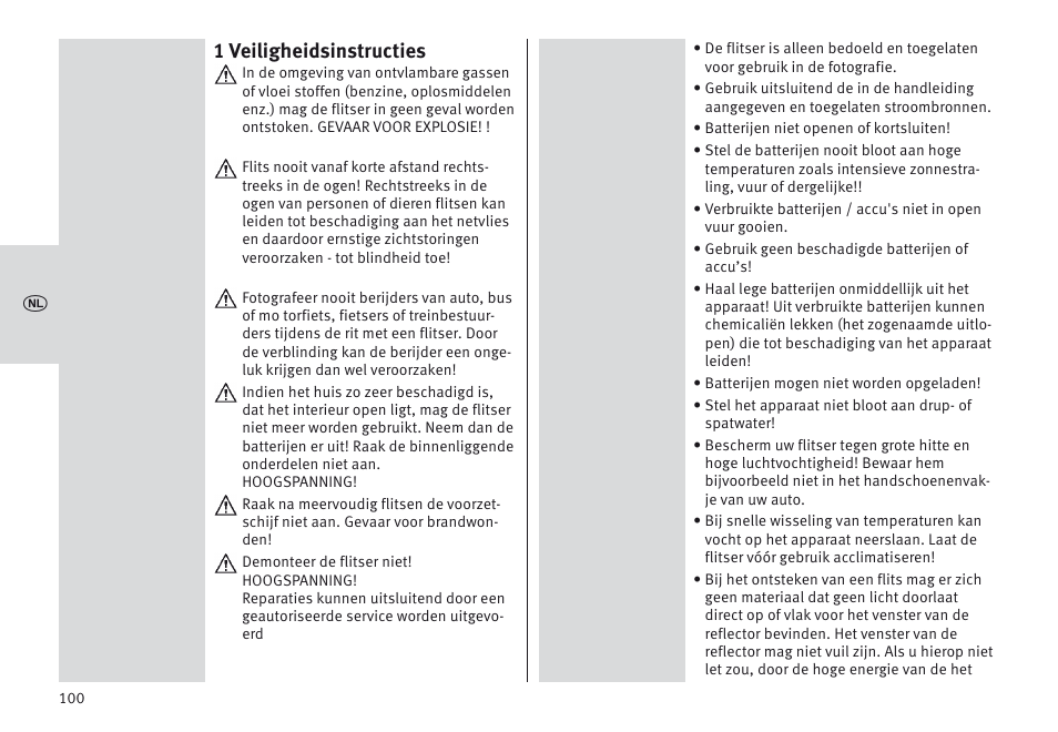 1 veiligheidsinstructies | Metz MECABLITZ 64 AF-1 digital Olympus User Manual | Page 100 / 302