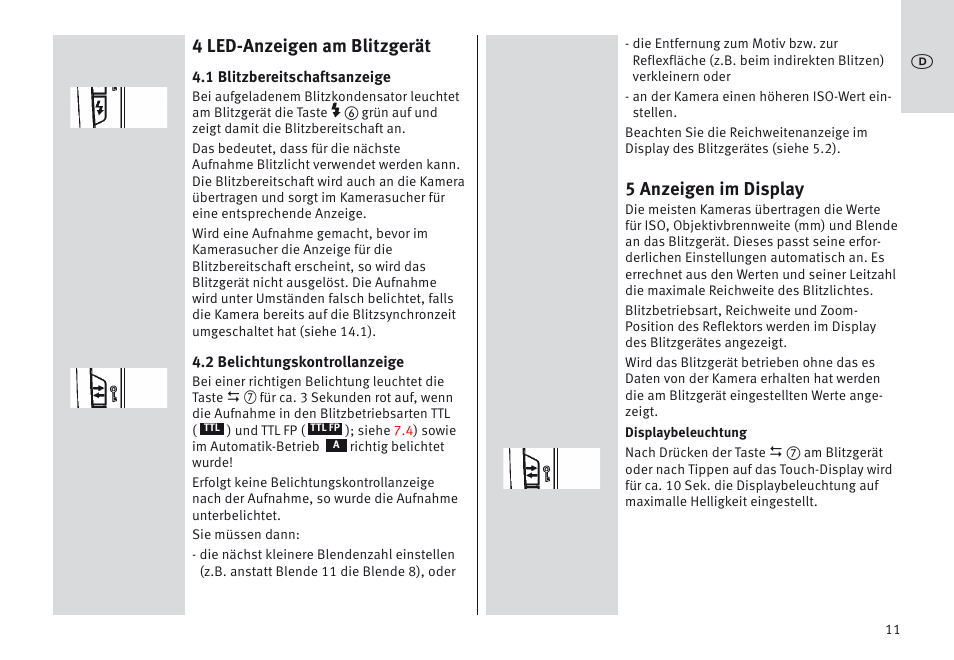 4 led-anzeigen am blitzgerät, 5 anzeigen im display | Metz MECABLITZ 64 AF-1 digital Olympus User Manual | Page 11 / 302