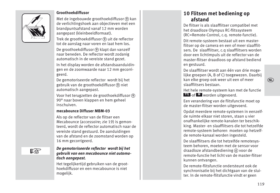 10 flitsen met bediening op afstand | Metz MECABLITZ 64 AF-1 digital Olympus User Manual | Page 119 / 302