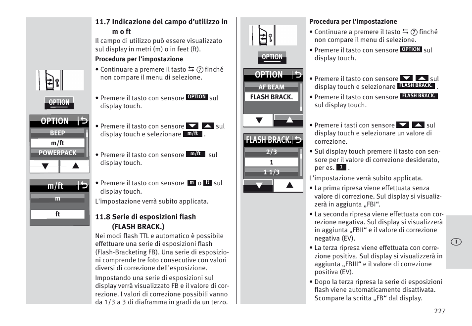 M/ft o, Option o, Flash brack. o | Metz MECABLITZ 64 AF-1 digital Olympus User Manual | Page 227 / 302