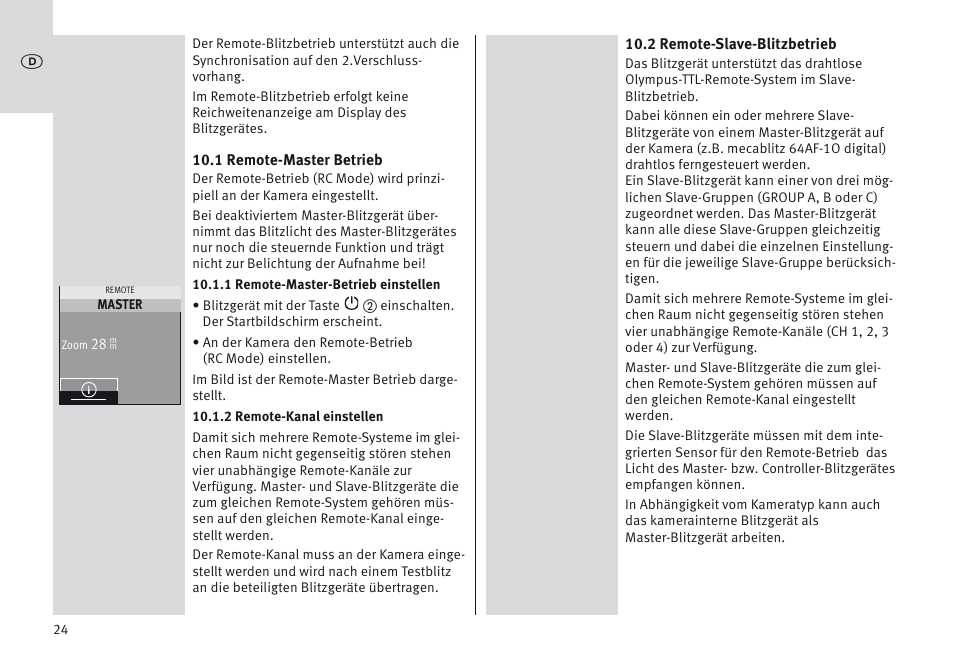 Metz MECABLITZ 64 AF-1 digital Olympus User Manual | Page 24 / 302