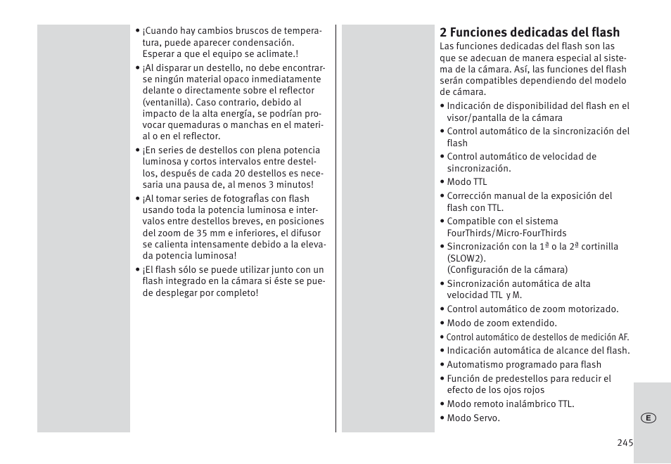 2 funciones dedicadas del flash | Metz MECABLITZ 64 AF-1 digital Olympus User Manual | Page 245 / 302