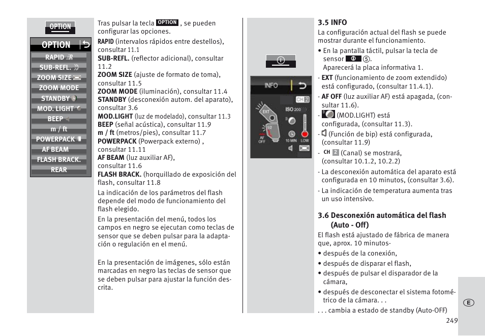 Option o | Metz MECABLITZ 64 AF-1 digital Olympus User Manual | Page 249 / 302