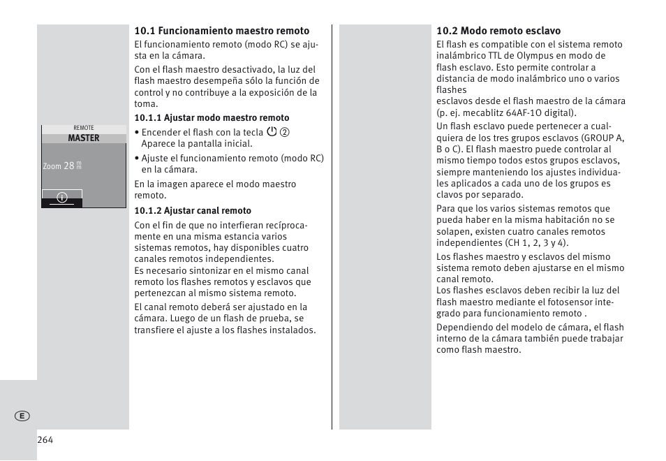 Metz MECABLITZ 64 AF-1 digital Olympus User Manual | Page 264 / 302