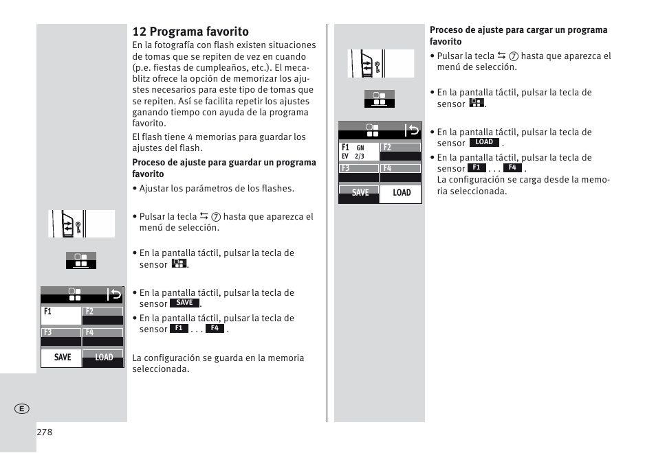12 programa favorito | Metz MECABLITZ 64 AF-1 digital Olympus User Manual | Page 278 / 302
