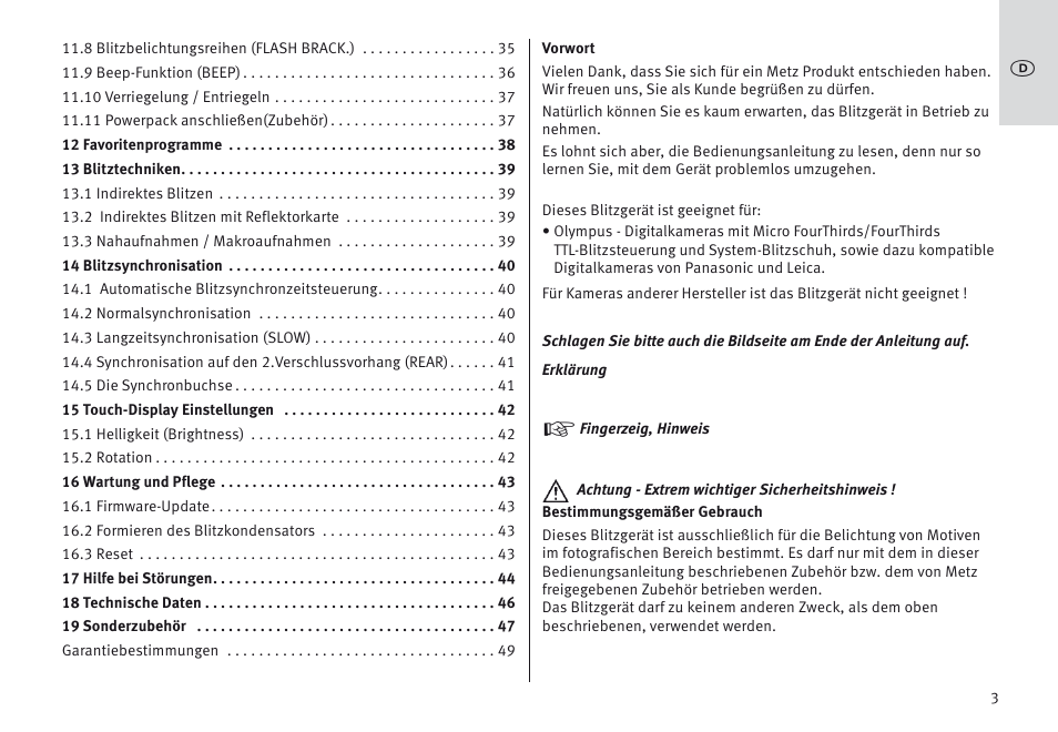 Metz MECABLITZ 64 AF-1 digital Olympus User Manual | Page 3 / 302