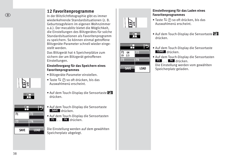 12 favoritenprogramme | Metz MECABLITZ 64 AF-1 digital Olympus User Manual | Page 38 / 302