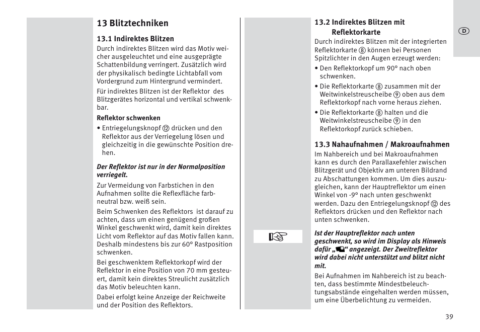 13 blitztechniken | Metz MECABLITZ 64 AF-1 digital Olympus User Manual | Page 39 / 302