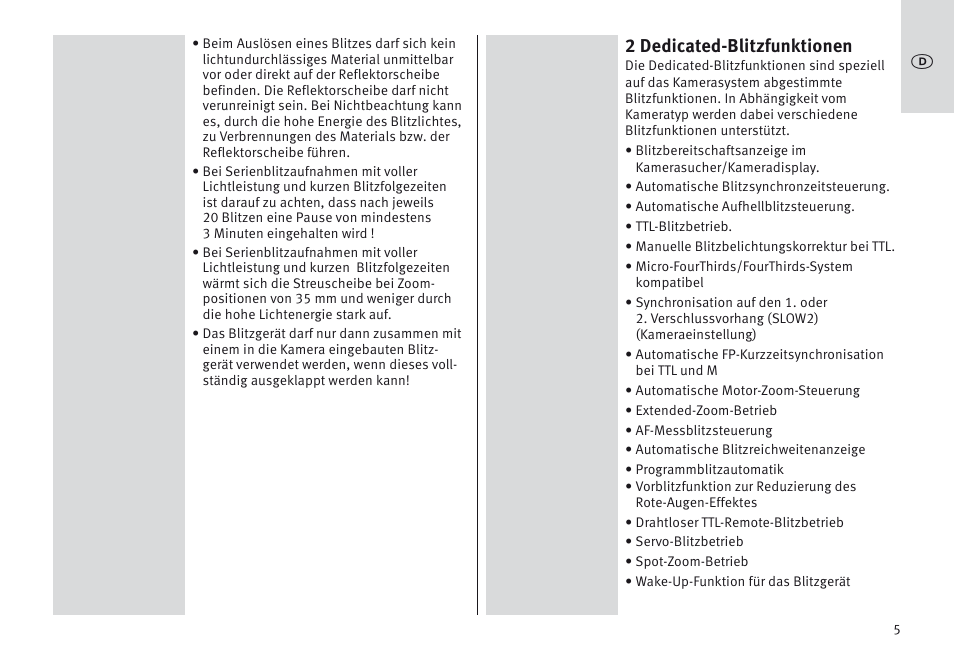 2 dedicated-blitzfunktionen | Metz MECABLITZ 64 AF-1 digital Olympus User Manual | Page 5 / 302