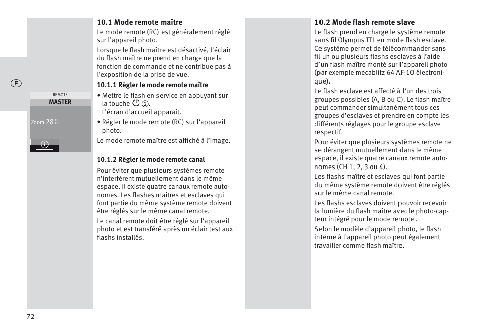 Metz MECABLITZ 64 AF-1 digital Olympus User Manual | Page 72 / 302