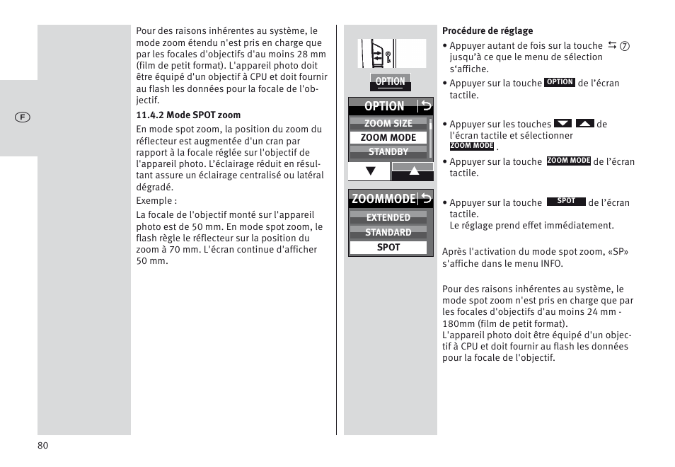 Zoommode o, Option o | Metz MECABLITZ 64 AF-1 digital Olympus User Manual | Page 80 / 302