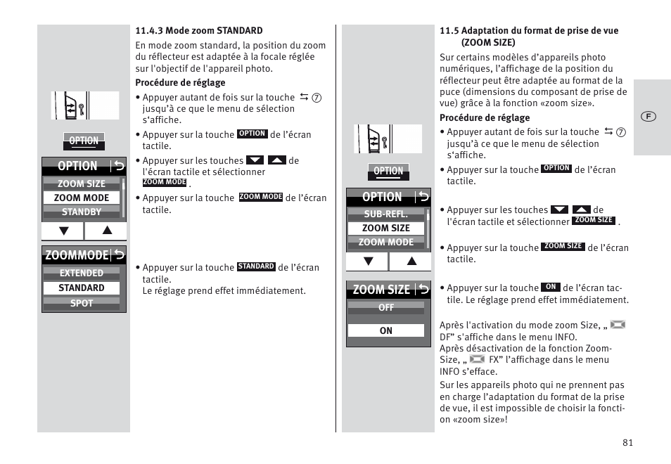 Option o, Zoom size o, Zoommode o | Metz MECABLITZ 64 AF-1 digital Olympus User Manual | Page 81 / 302