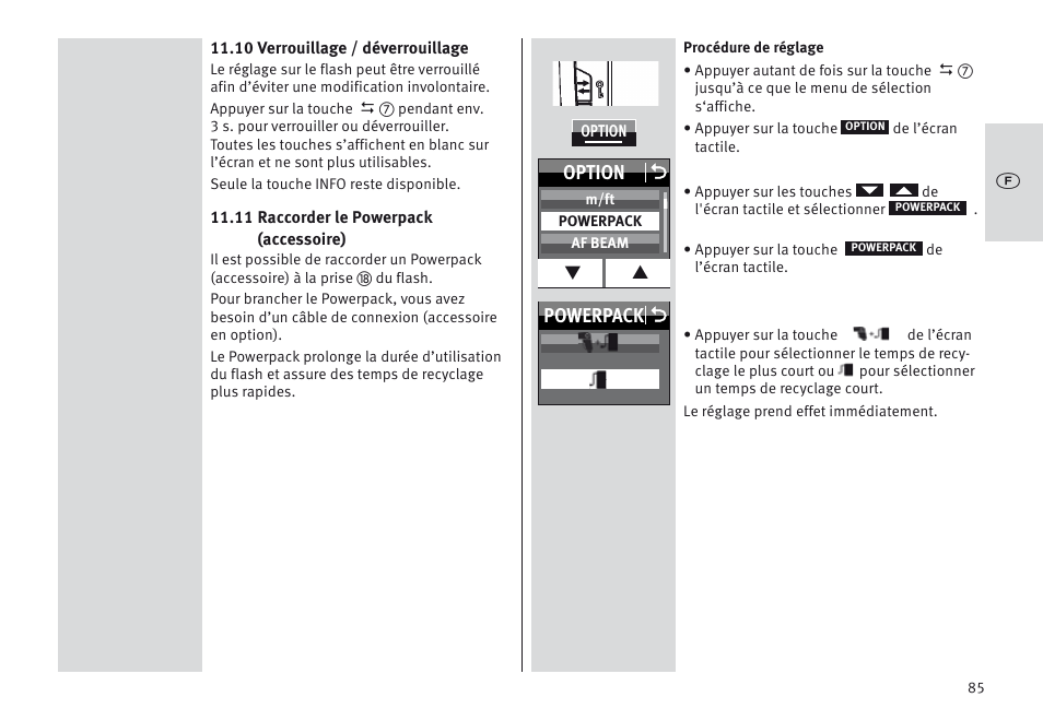 Powerpack o option o | Metz MECABLITZ 64 AF-1 digital Olympus User Manual | Page 85 / 302