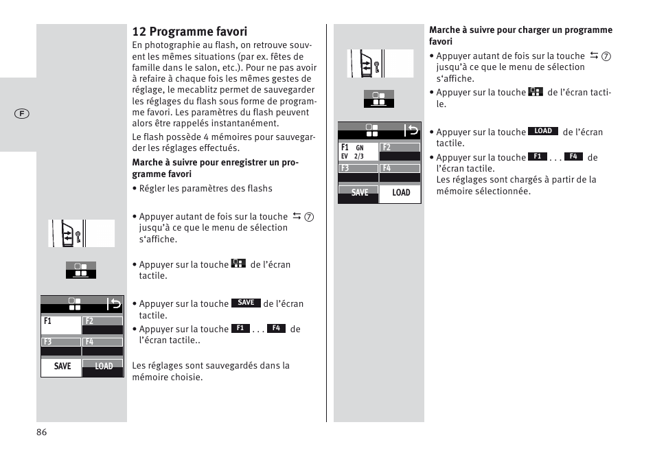 12 programme favori | Metz MECABLITZ 64 AF-1 digital Olympus User Manual | Page 86 / 302