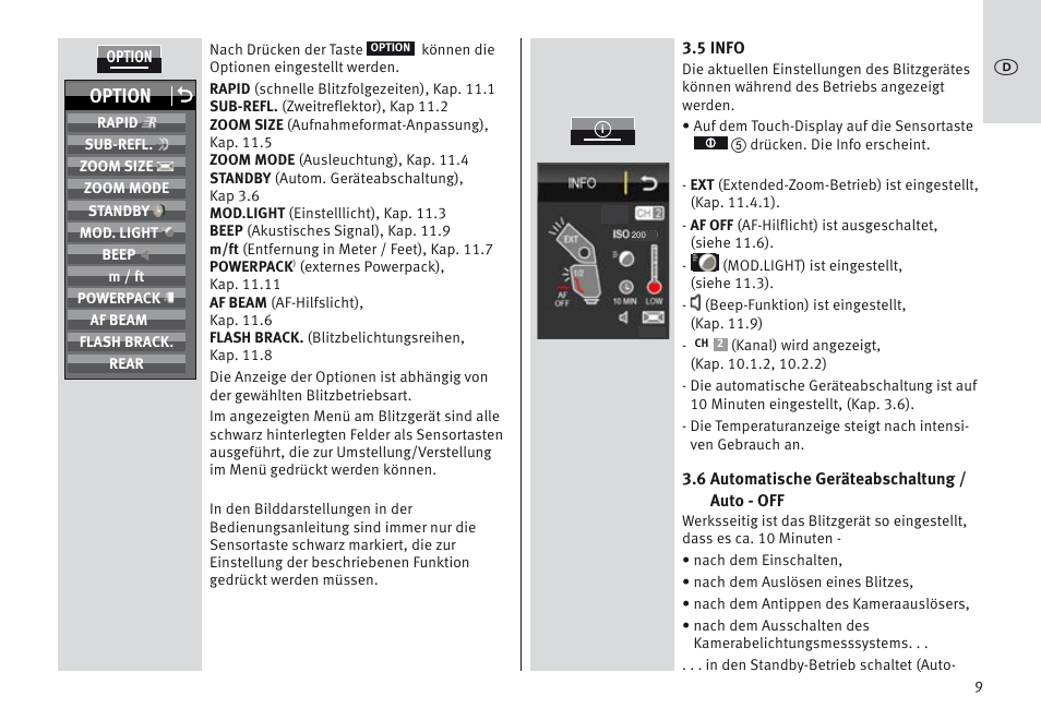 Option o | Metz MECABLITZ 64 AF-1 digital Olympus User Manual | Page 9 / 302