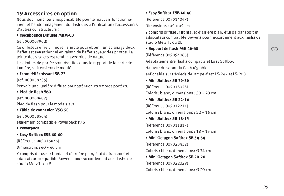 19 accessoires en option | Metz MECABLITZ 64 AF-1 digital Olympus User Manual | Page 95 / 302