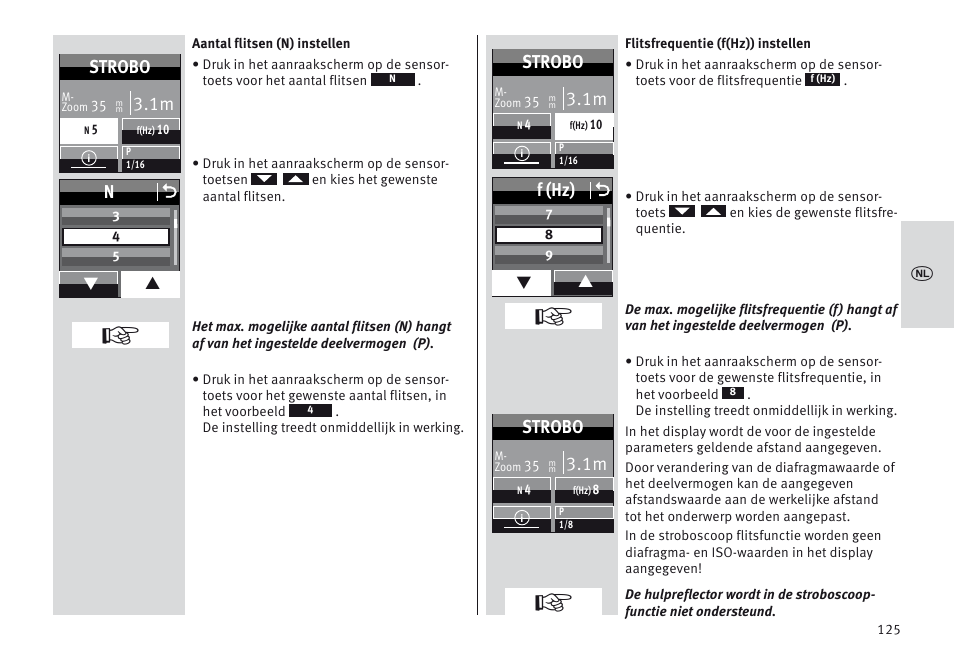 F (hz) o, Strobo | Metz MECABLITZ 64 AF-1 digital Sony User Manual | Page 125 / 326