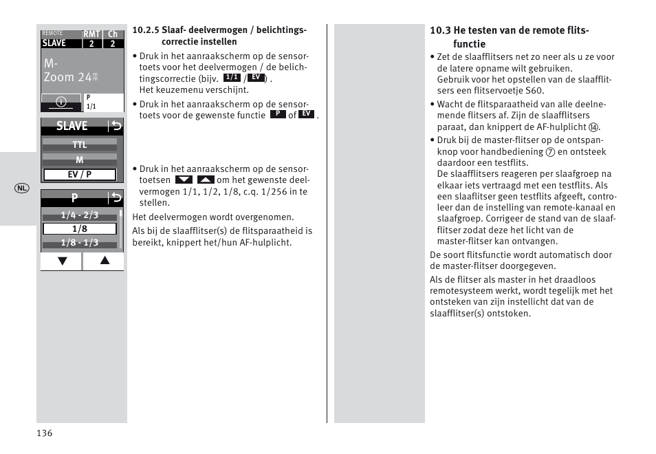 M- zoom 24, Slave o | Metz MECABLITZ 64 AF-1 digital Sony User Manual | Page 136 / 326