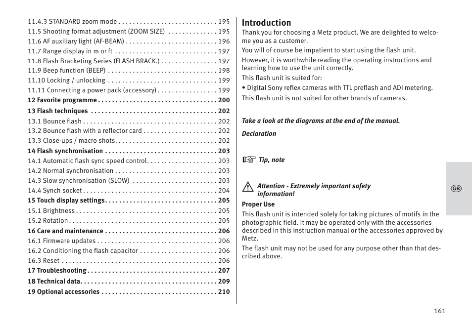 Introduction | Metz MECABLITZ 64 AF-1 digital Sony User Manual | Page 161 / 326