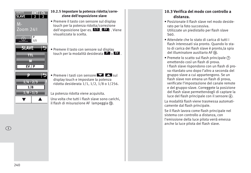 M- zoom 24, Slave o | Metz MECABLITZ 64 AF-1 digital Sony User Manual | Page 240 / 326