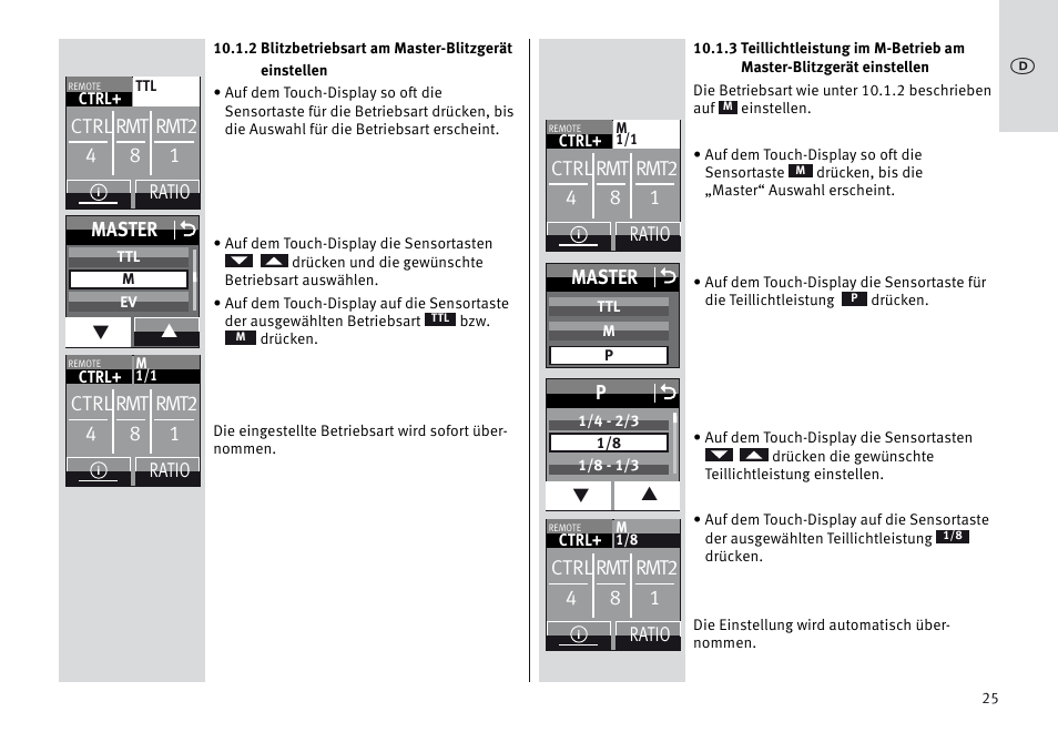 Ctrl rmt rmt2 4 8 1, Ratio ctrl rmt rmt2 4 8 1, Ratio master o | Master o | Metz MECABLITZ 64 AF-1 digital Sony User Manual | Page 25 / 326