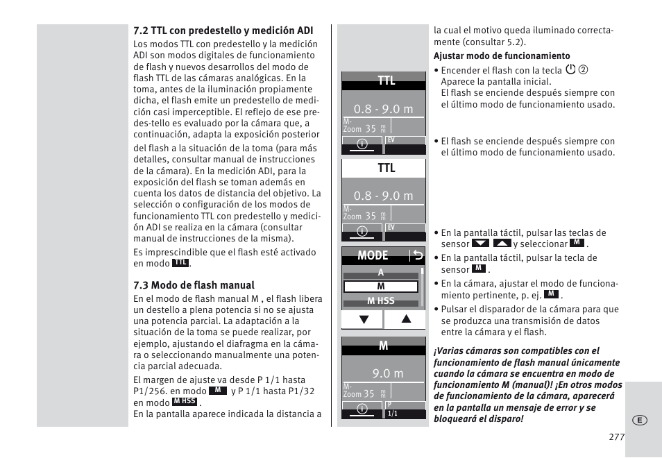 8 - 9.0 m, Mode o | Metz MECABLITZ 64 AF-1 digital Sony User Manual | Page 277 / 326