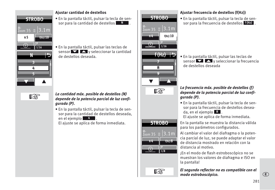 F (hz) o, Strobo | Metz MECABLITZ 64 AF-1 digital Sony User Manual | Page 281 / 326