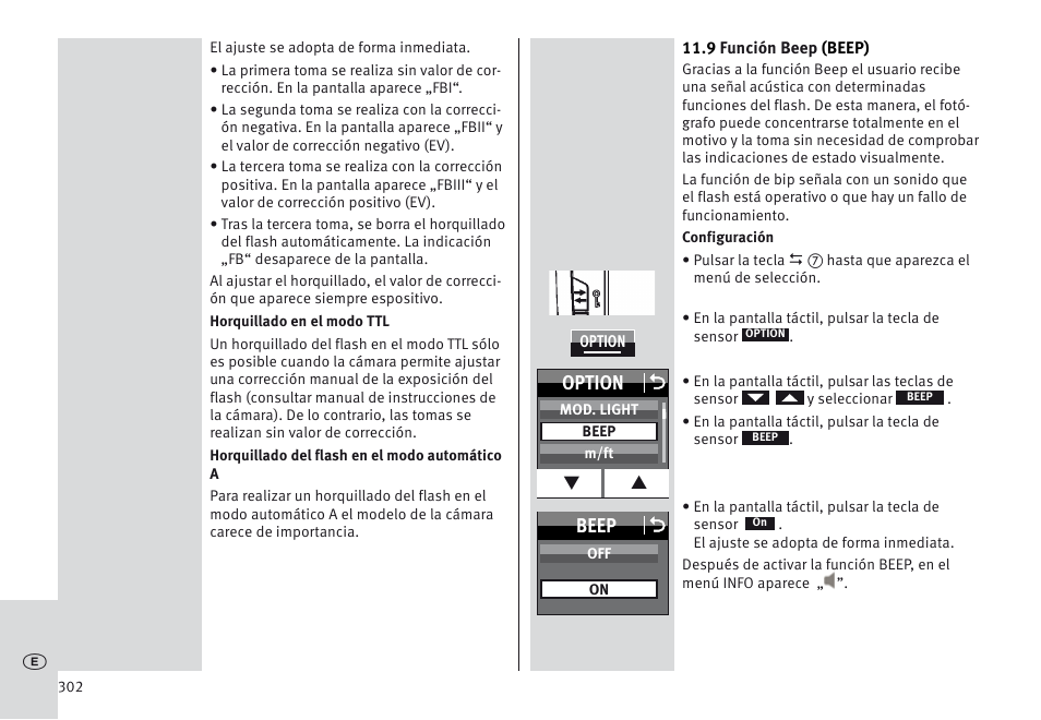 Beep o, Option o | Metz MECABLITZ 64 AF-1 digital Sony User Manual | Page 302 / 326