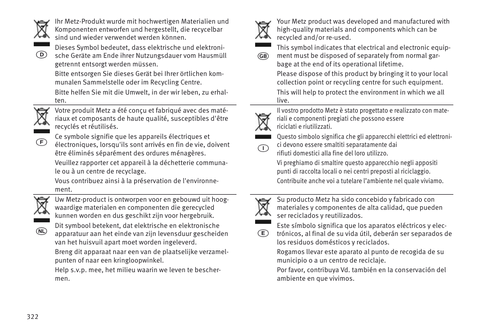 Metz MECABLITZ 64 AF-1 digital Sony User Manual | Page 322 / 326