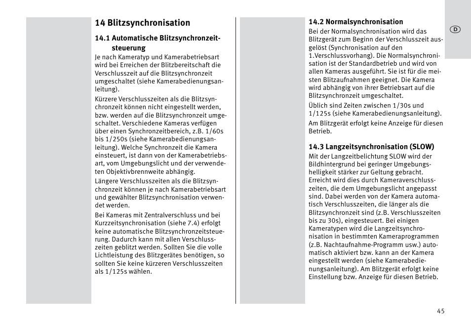 Metz MECABLITZ 64 AF-1 digital Sony User Manual | Page 45 / 326