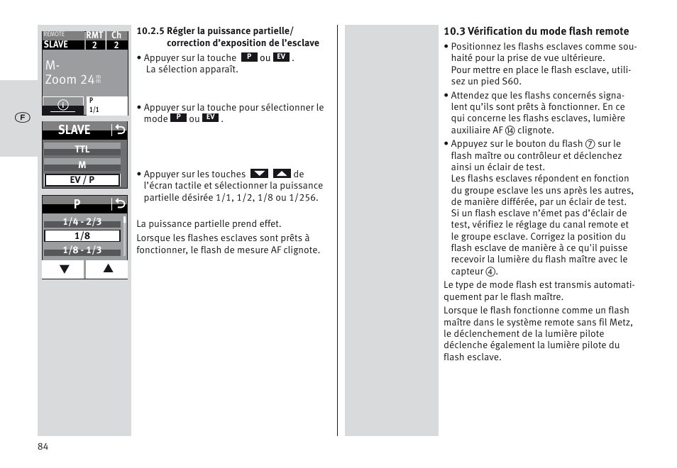 M- zoom 24, Slave o | Metz MECABLITZ 64 AF-1 digital Sony User Manual | Page 84 / 326