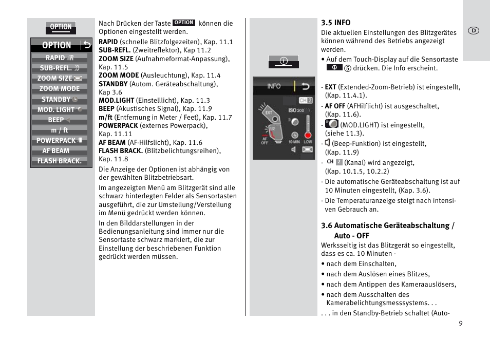 Option o | Metz MECABLITZ 64 AF-1 digital Sony User Manual | Page 9 / 326
