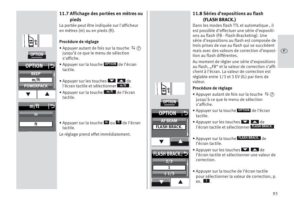 M/ft o, Option o, Flash brack. o | Metz MECABLITZ 64 AF-1 digital Sony User Manual | Page 93 / 326