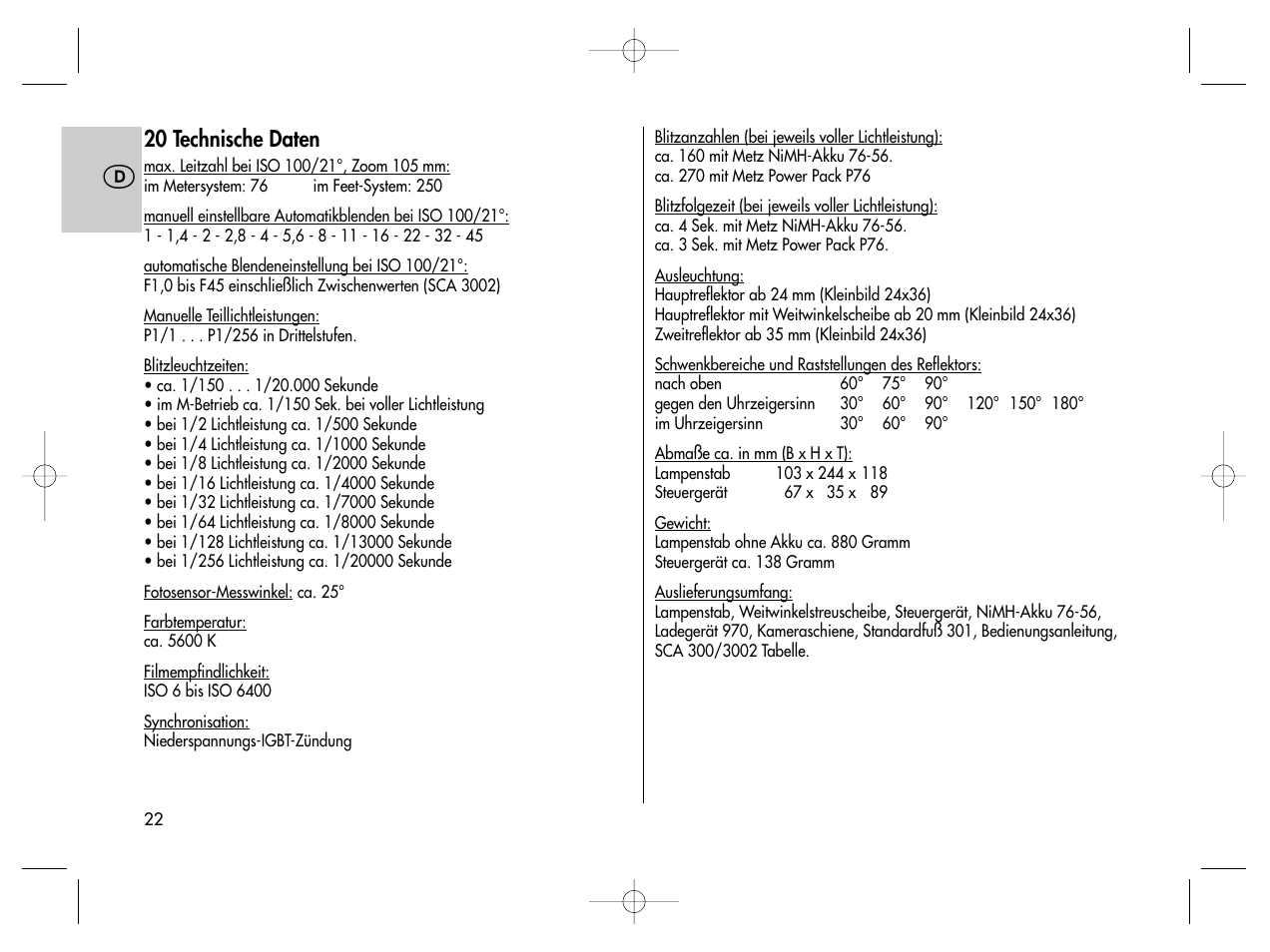 Metz MECABLITZ 76 MZ-5 digital User Manual | Page 22 / 146