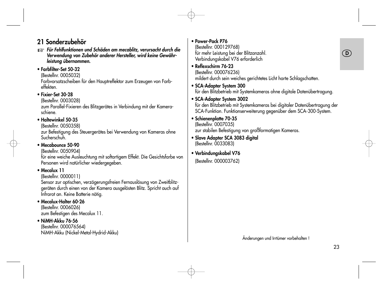 Metz MECABLITZ 76 MZ-5 digital User Manual | Page 23 / 146