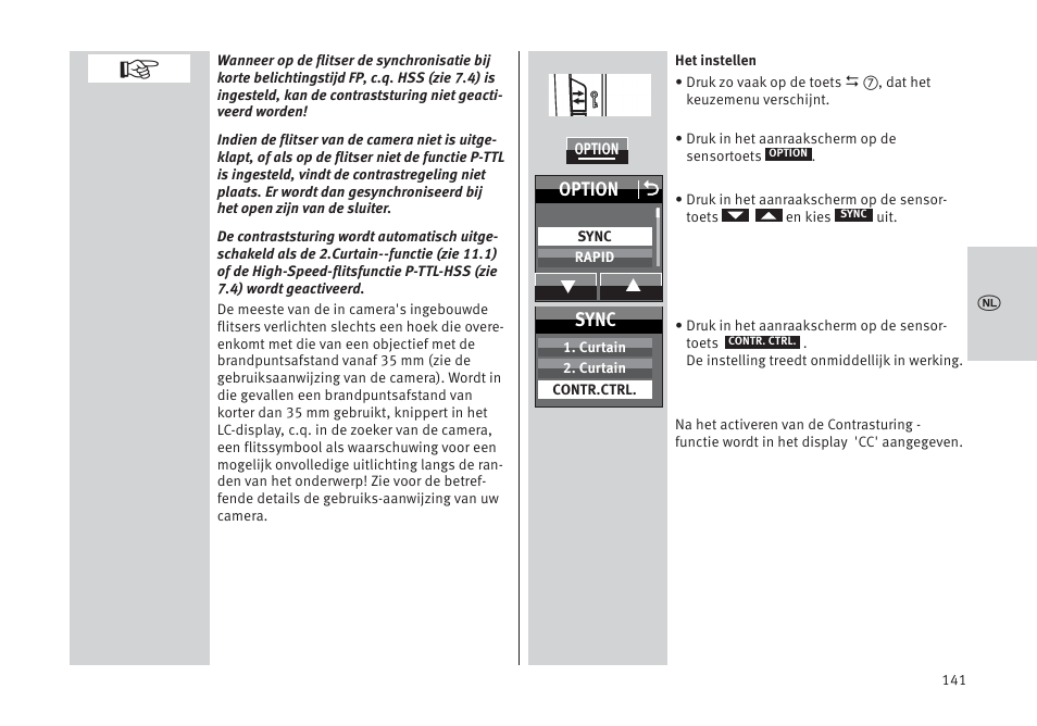 Option o, Sync | Metz MECABLITZ 64 AF-1 digital Pentax User Manual | Page 141 / 326