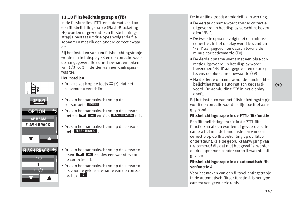 Flash brack. o, Option o | Metz MECABLITZ 64 AF-1 digital Pentax User Manual | Page 147 / 326
