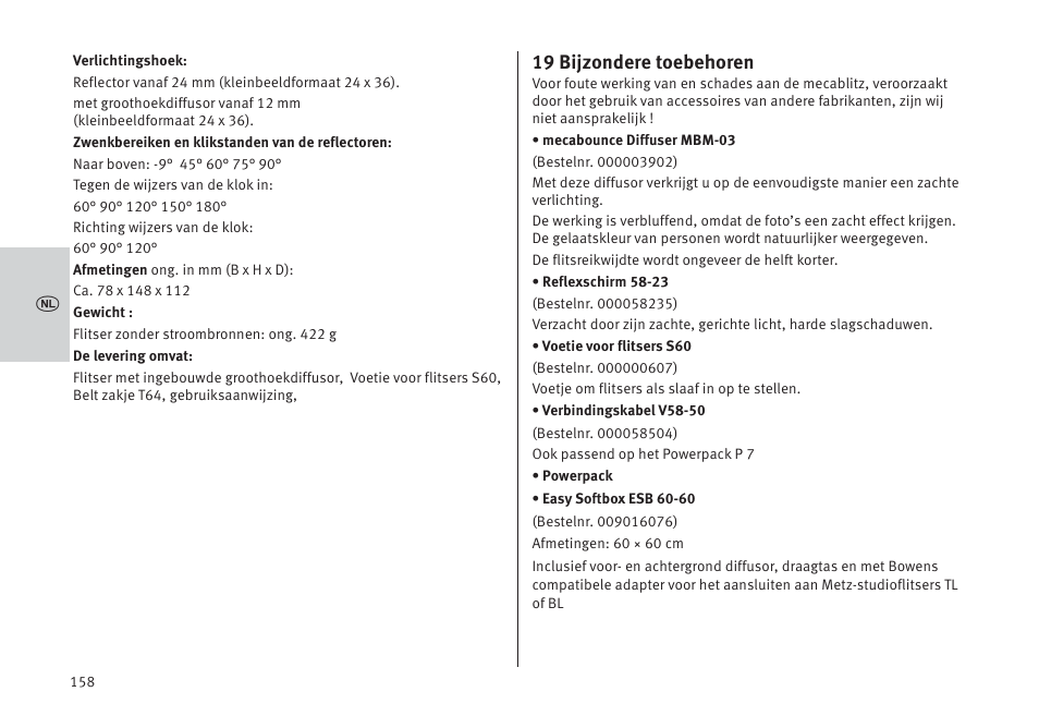 19 bijzondere toebehoren | Metz MECABLITZ 64 AF-1 digital Pentax User Manual | Page 158 / 326