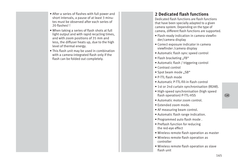 2 dedicated flash functions | Metz MECABLITZ 64 AF-1 digital Pentax User Manual | Page 165 / 326