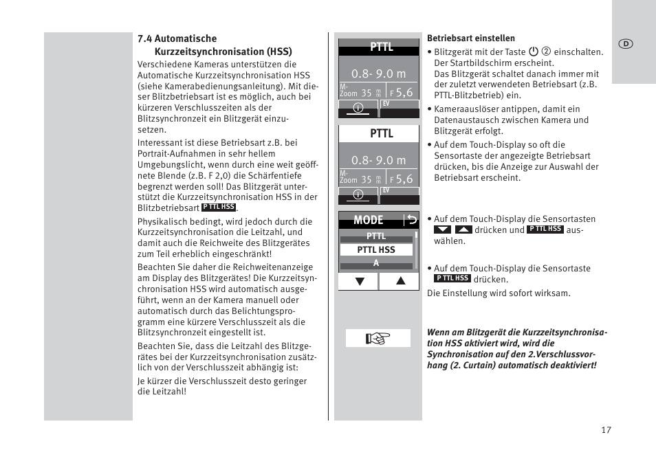 Mode o, 9.0 m, Pttl | Metz MECABLITZ 64 AF-1 digital Pentax User Manual | Page 17 / 326