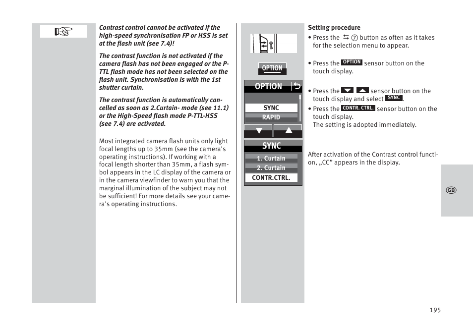 Option o, Sync | Metz MECABLITZ 64 AF-1 digital Pentax User Manual | Page 195 / 326