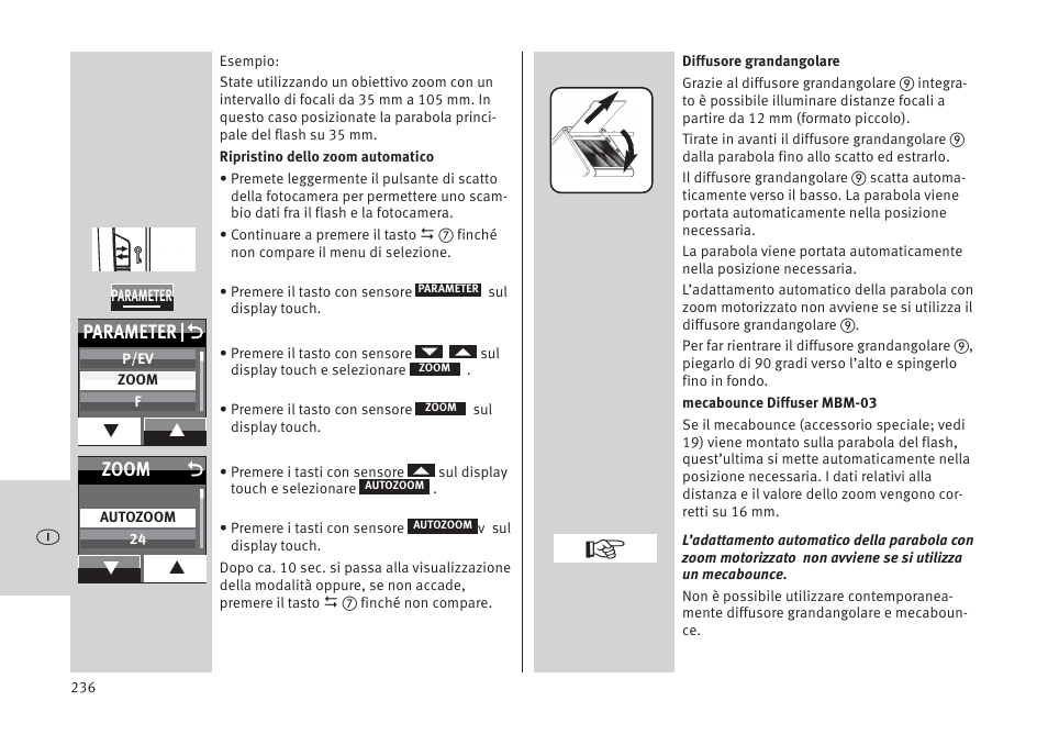 Parameter o, Zoom | Metz MECABLITZ 64 AF-1 digital Pentax User Manual | Page 236 / 326