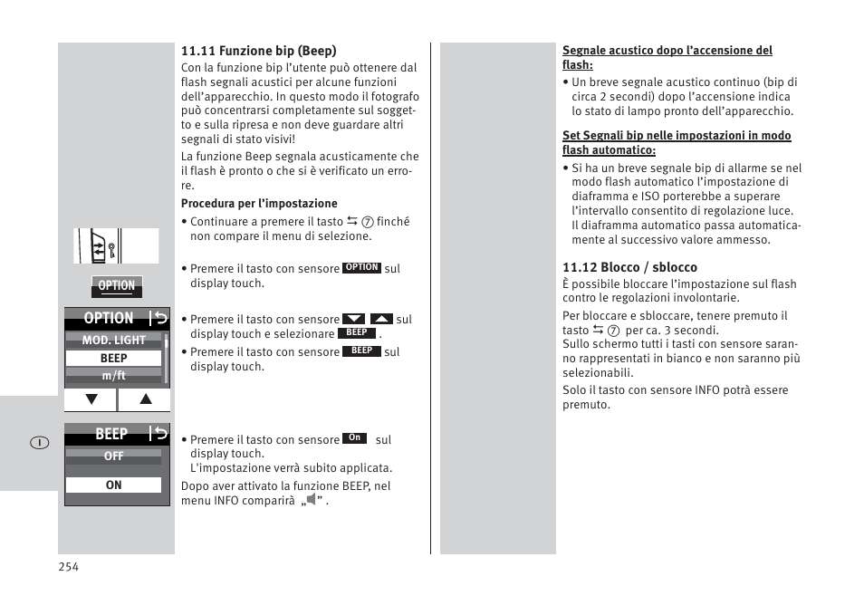 Beep o, Option o | Metz MECABLITZ 64 AF-1 digital Pentax User Manual | Page 254 / 326