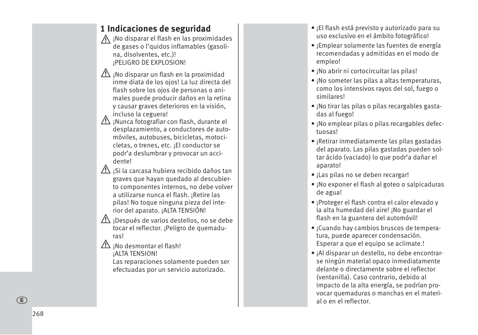 1 indicaciones de seguridad | Metz MECABLITZ 64 AF-1 digital Pentax User Manual | Page 268 / 326