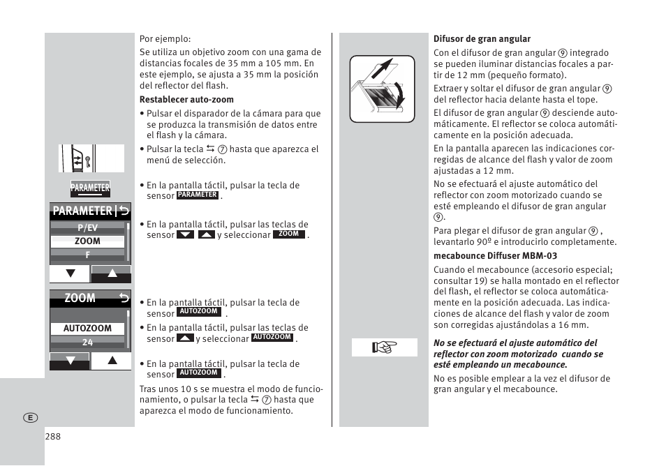 Parameter o, Zoom | Metz MECABLITZ 64 AF-1 digital Pentax User Manual | Page 288 / 326