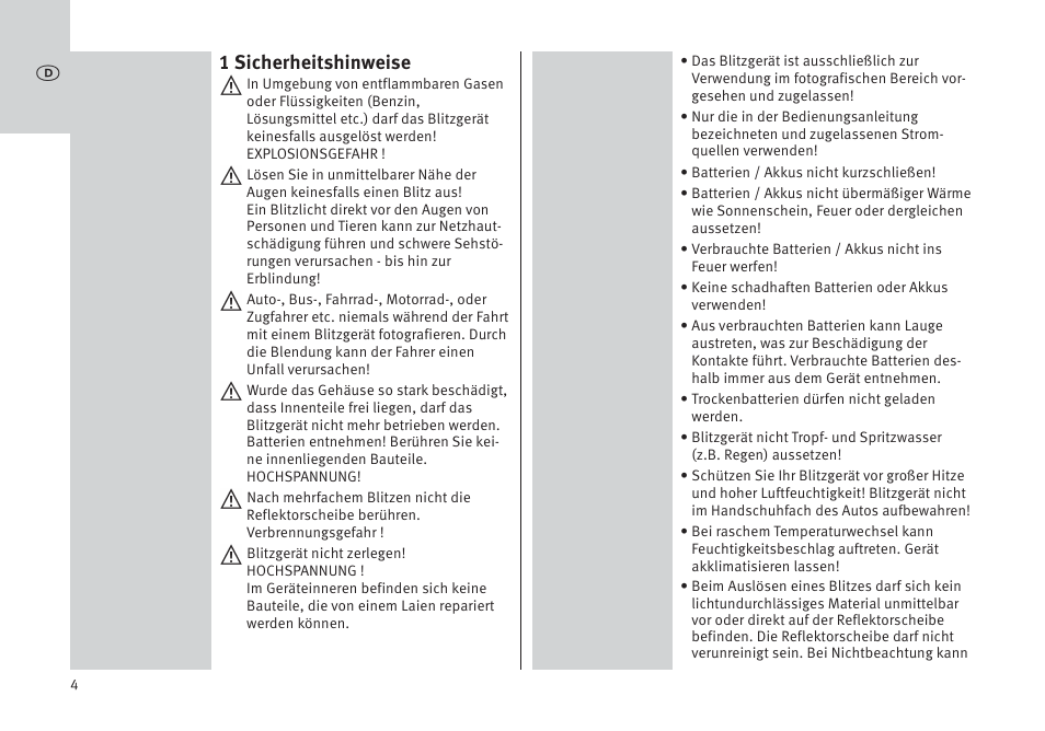 1 sicherheitshinweise | Metz MECABLITZ 64 AF-1 digital Pentax User Manual | Page 4 / 326