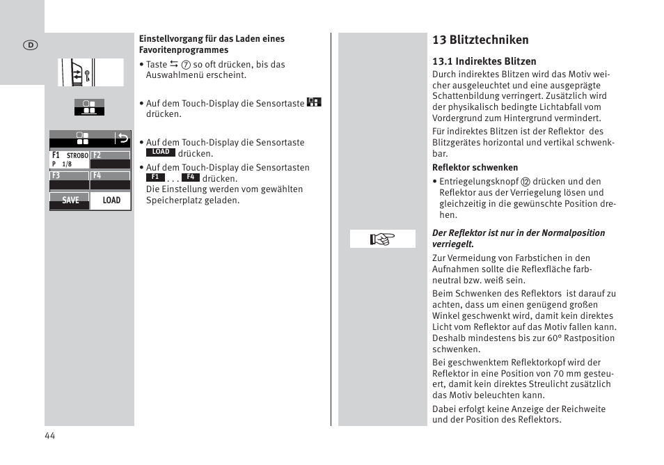 13 blitztechniken | Metz MECABLITZ 64 AF-1 digital Pentax User Manual | Page 44 / 326