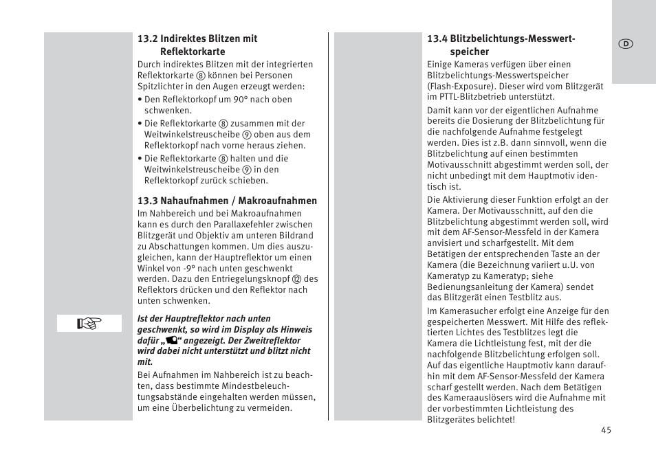 Metz MECABLITZ 64 AF-1 digital Pentax User Manual | Page 45 / 326