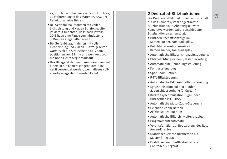 2 dedicated-blitzfunktionen | Metz MECABLITZ 64 AF-1 digital Pentax User Manual | Page 5 / 326