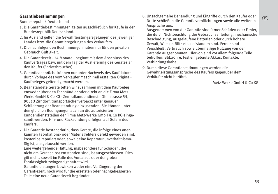 Metz MECABLITZ 64 AF-1 digital Pentax User Manual | Page 55 / 326